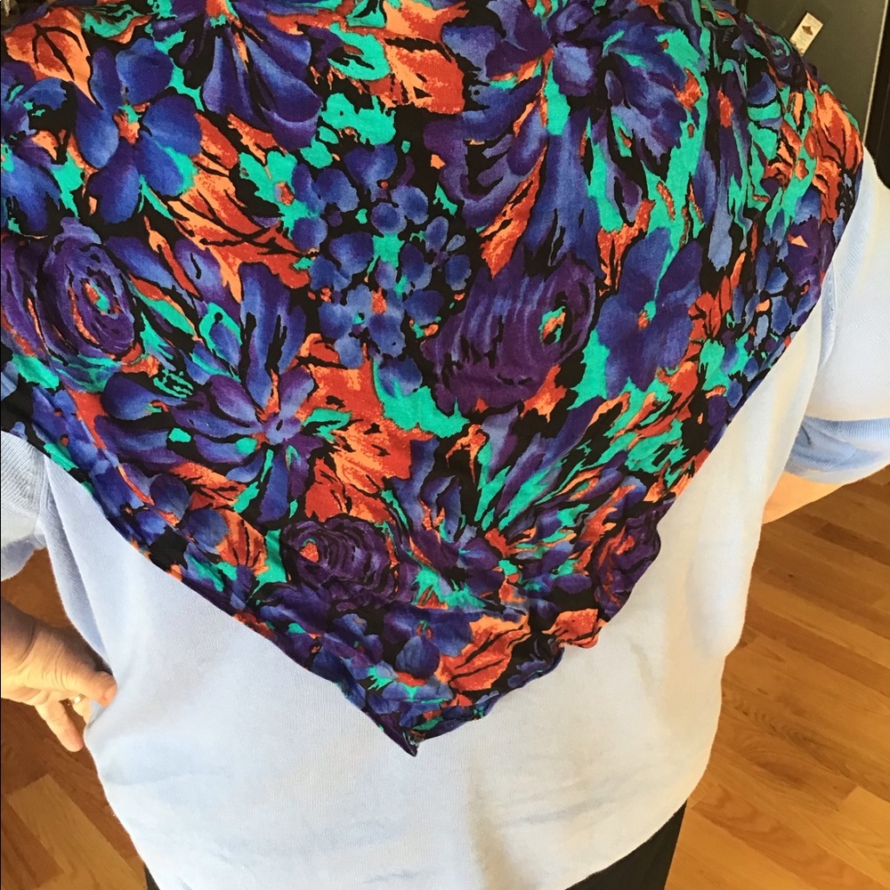 Triangle Scarf flirty theme flowers vibrant scarf
